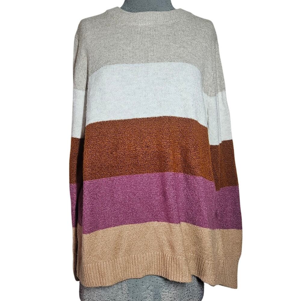 Striped Pull Over Sweater Size 1X